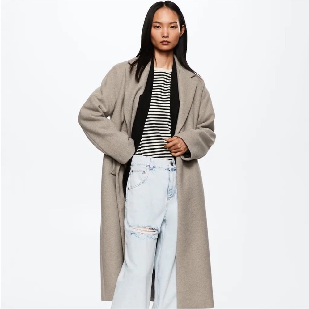 Mango taupe / brown oversized wool coat - XS